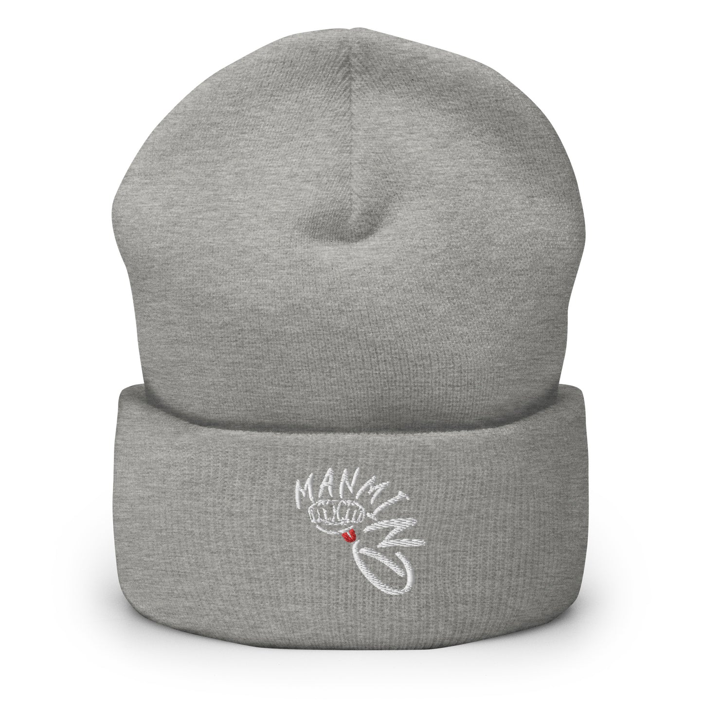 ManMind Embroidered Cuffed Beanie Light Grey