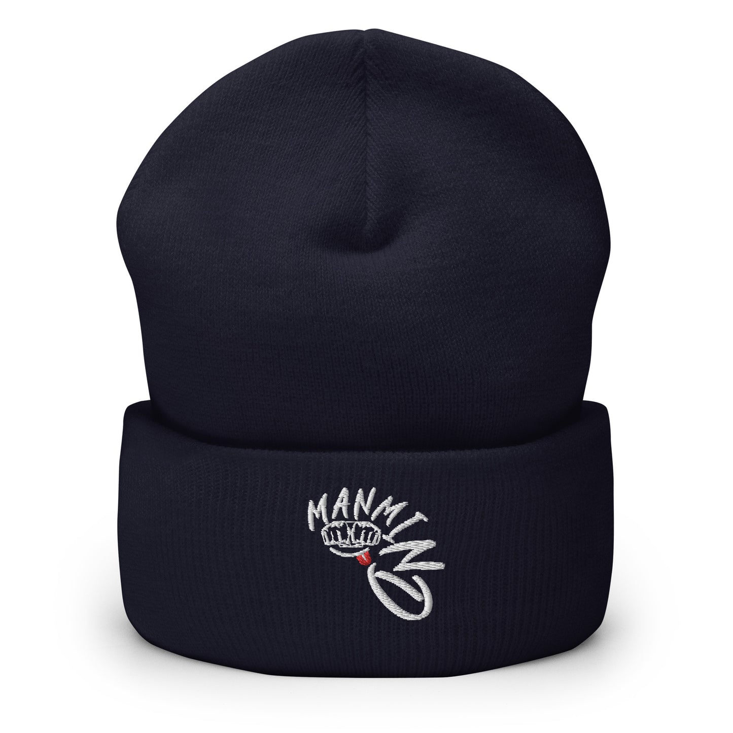 ManMind Embroidered Cuffed Beanie Navy