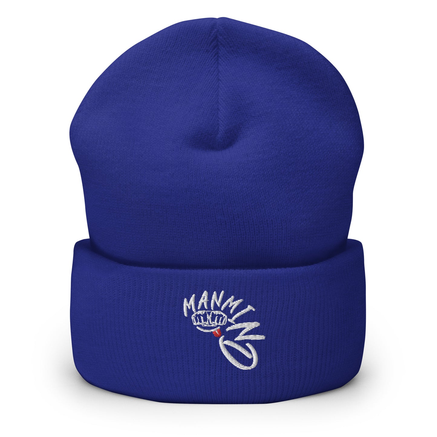 ManMind Embroidered Cuffed Beanie Royal Blue