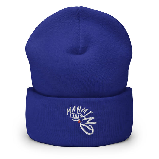 ManMind Embroidered Cuffed Beanie Royal Blue