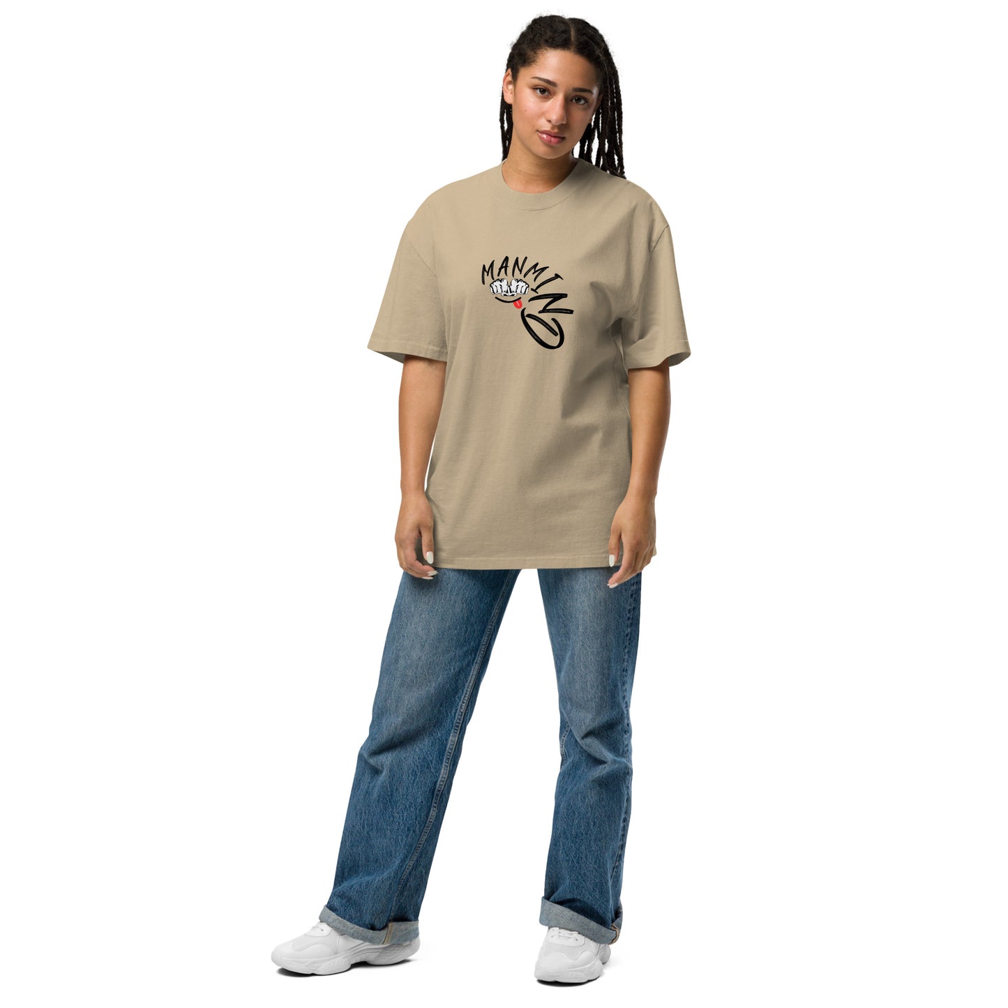 ManMind Oversized faded t-shirt Faded Khaki