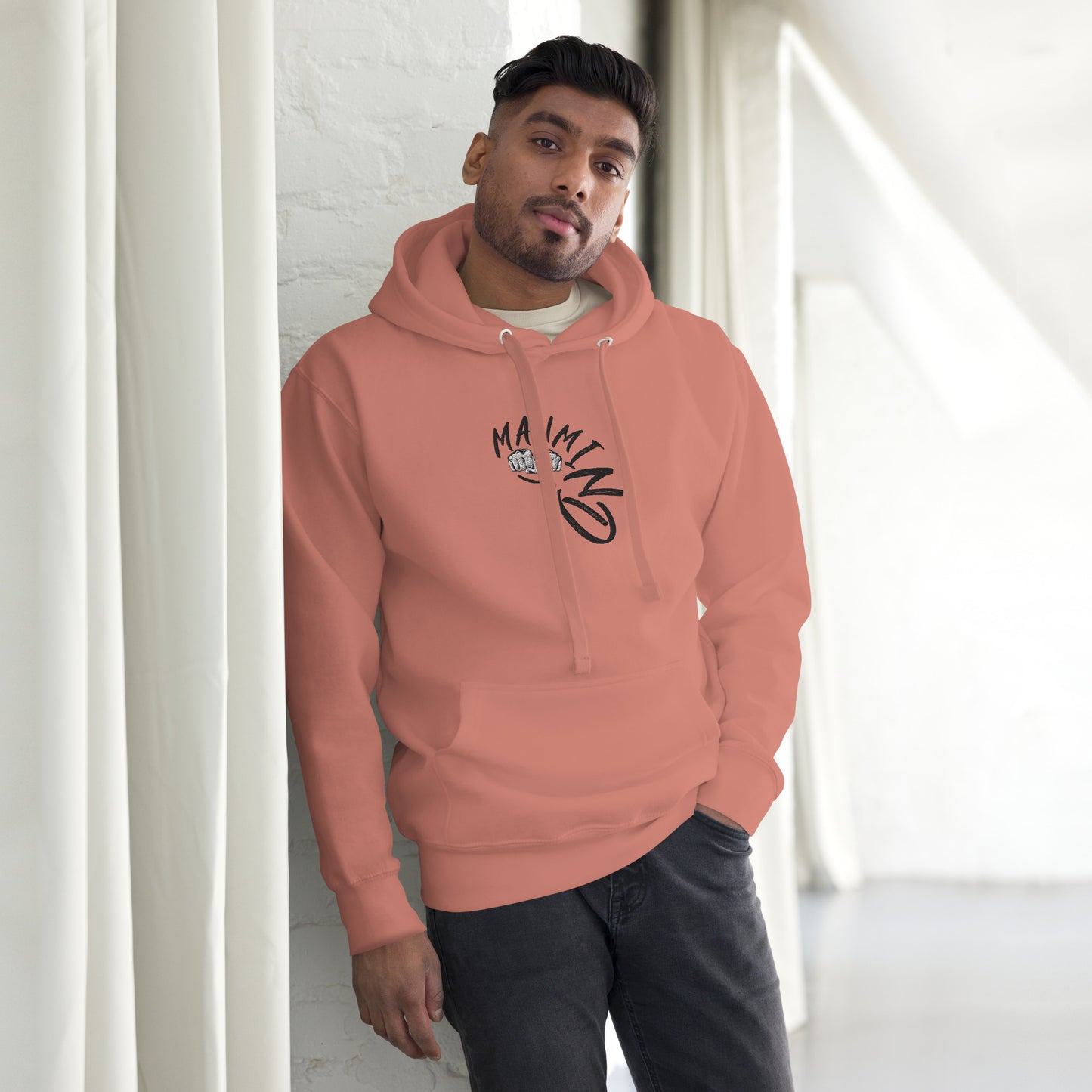 ManMind Embroidered Hoodie Dusty Rose