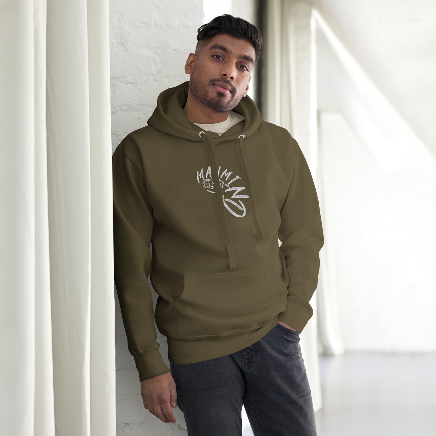 ManMind Embroidered Hoodie Military Green