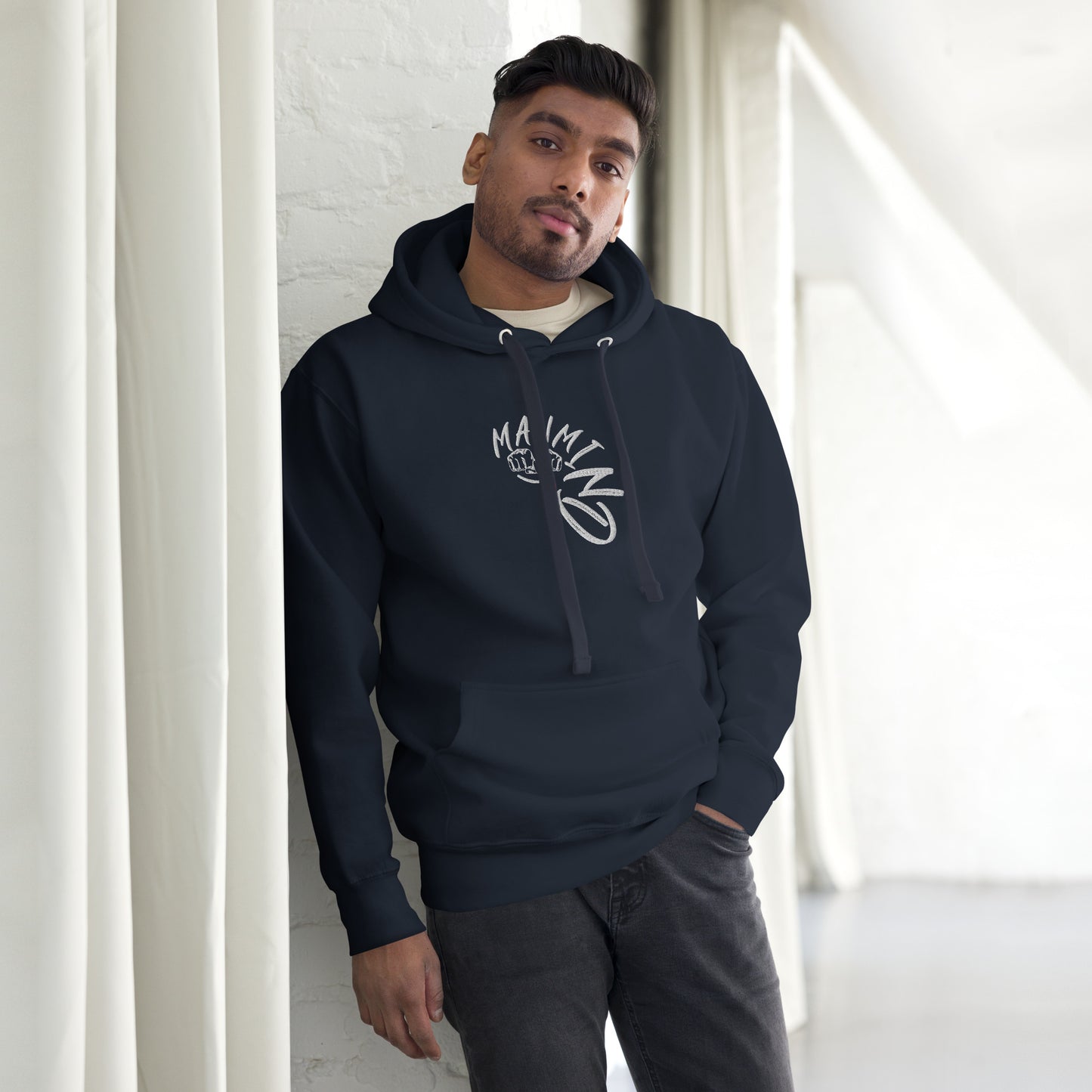 ManMind Embroidered Hoodie Navy