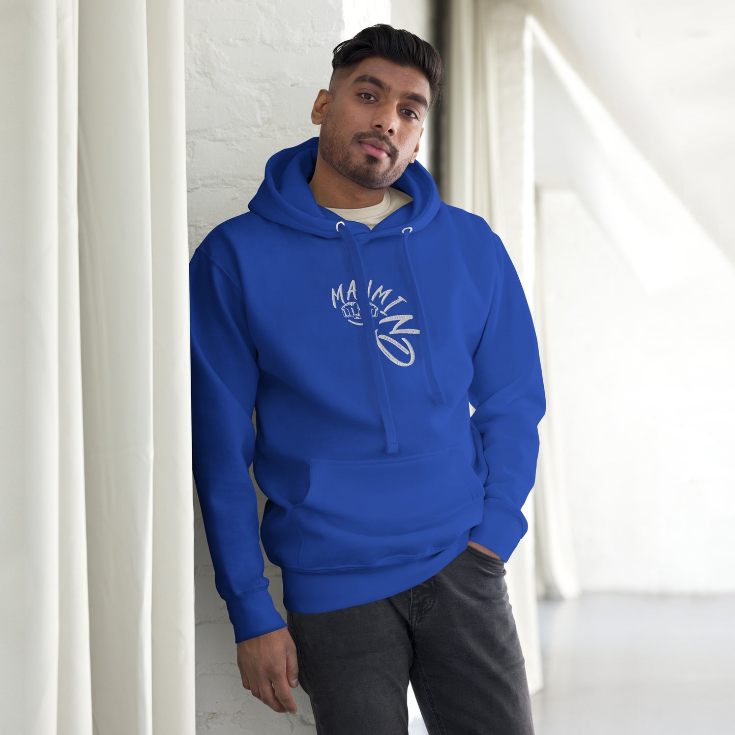 ManMind Embroidered Hoodie Royal Blue